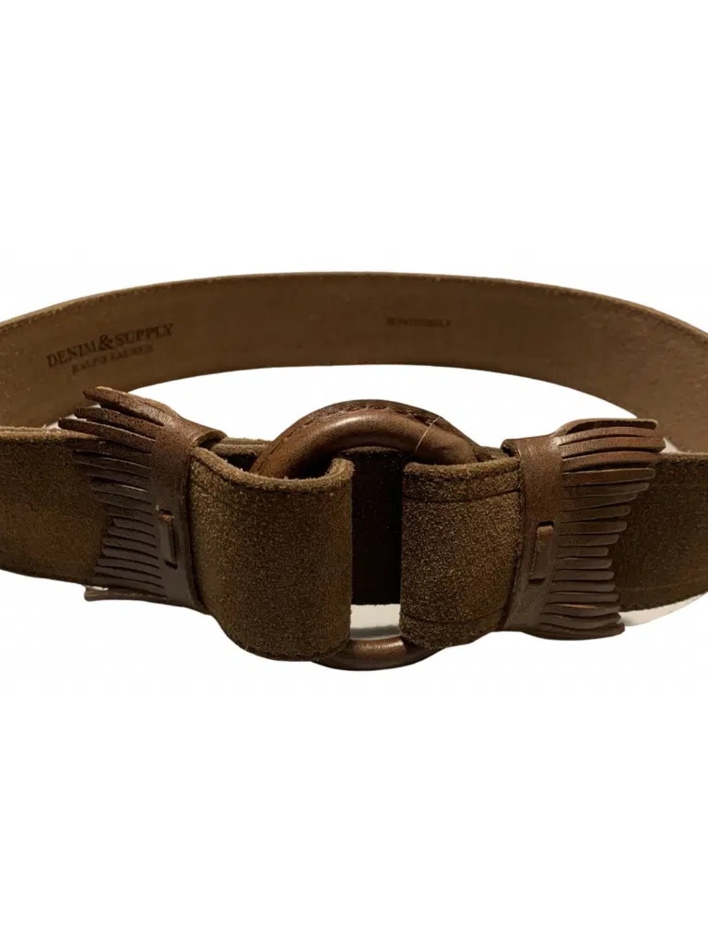 Denim & Supply Ralph Lauren Suede Brown Belt with Round Ring Buckle
